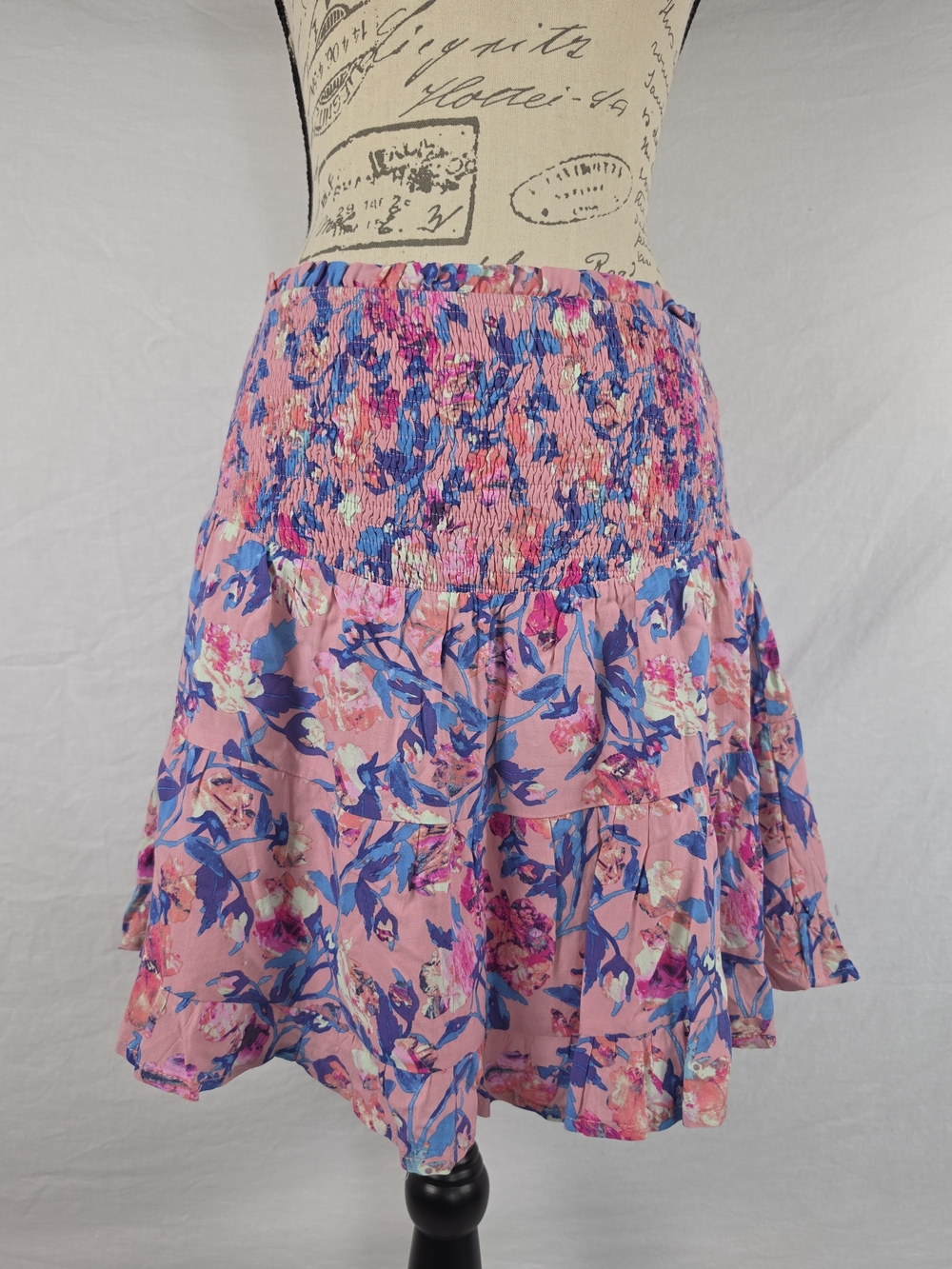 Listicle NWT Boho Floral Smocked Tiered Ruffle Mini Skirt - Large